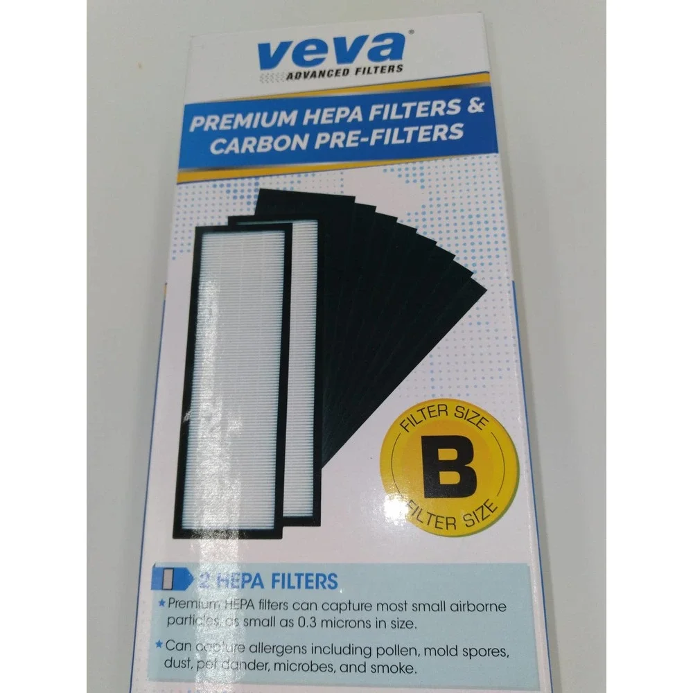VEVA 2 Activated Carbon HEPA Filters with 8 Pre Filter for Air Purifiers